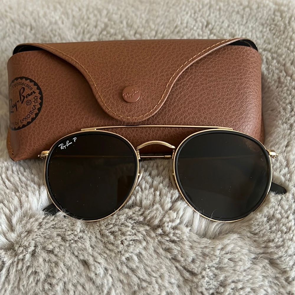 RayBan polarized round double bridge sunglasses